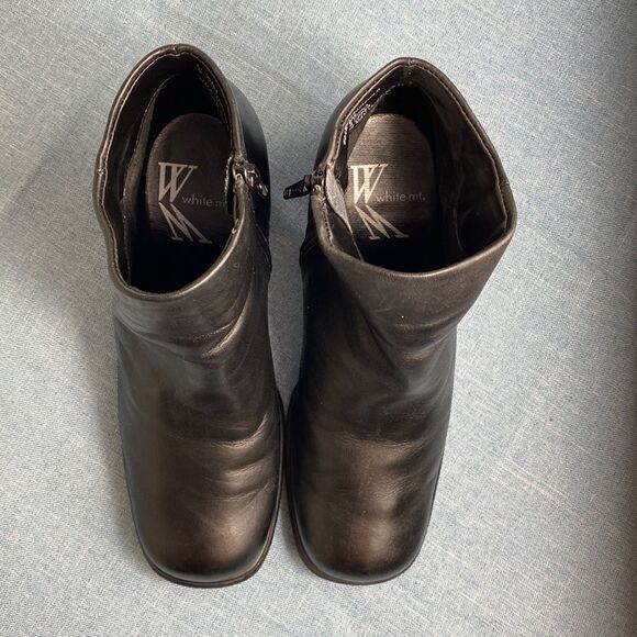 White Mountain Black Fairchild Leather Ankle Boots size 8 M - Picture 4 of 10